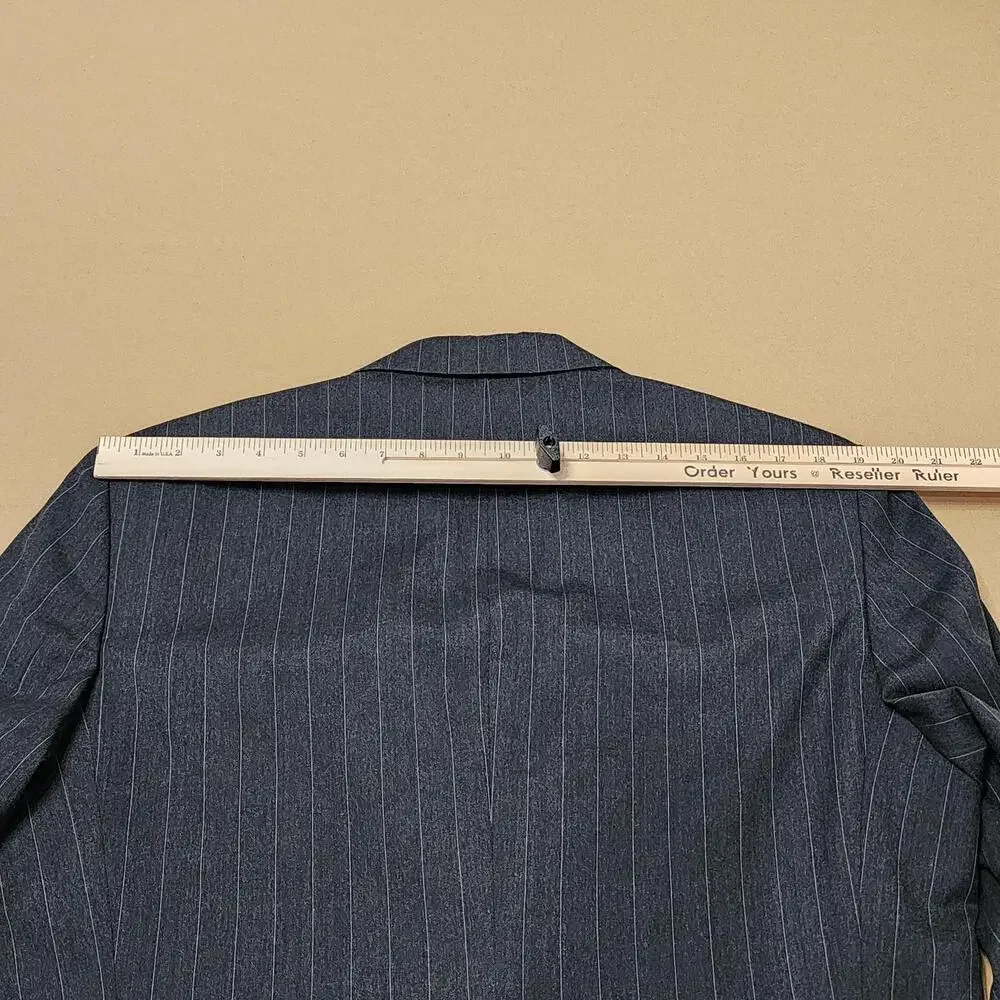 Oscar De La Renta Suit Jacket Mens 40 Gray Wool Pinstripe Two Button Blazer